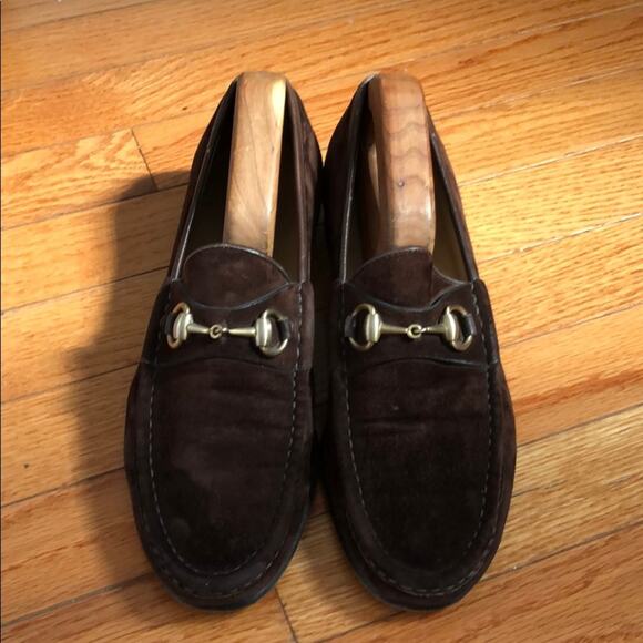 Gucci Men’s Vintage Suede Loafers | Brown with Gold BitSize 42 / 8.5 - Picture 2 of 6